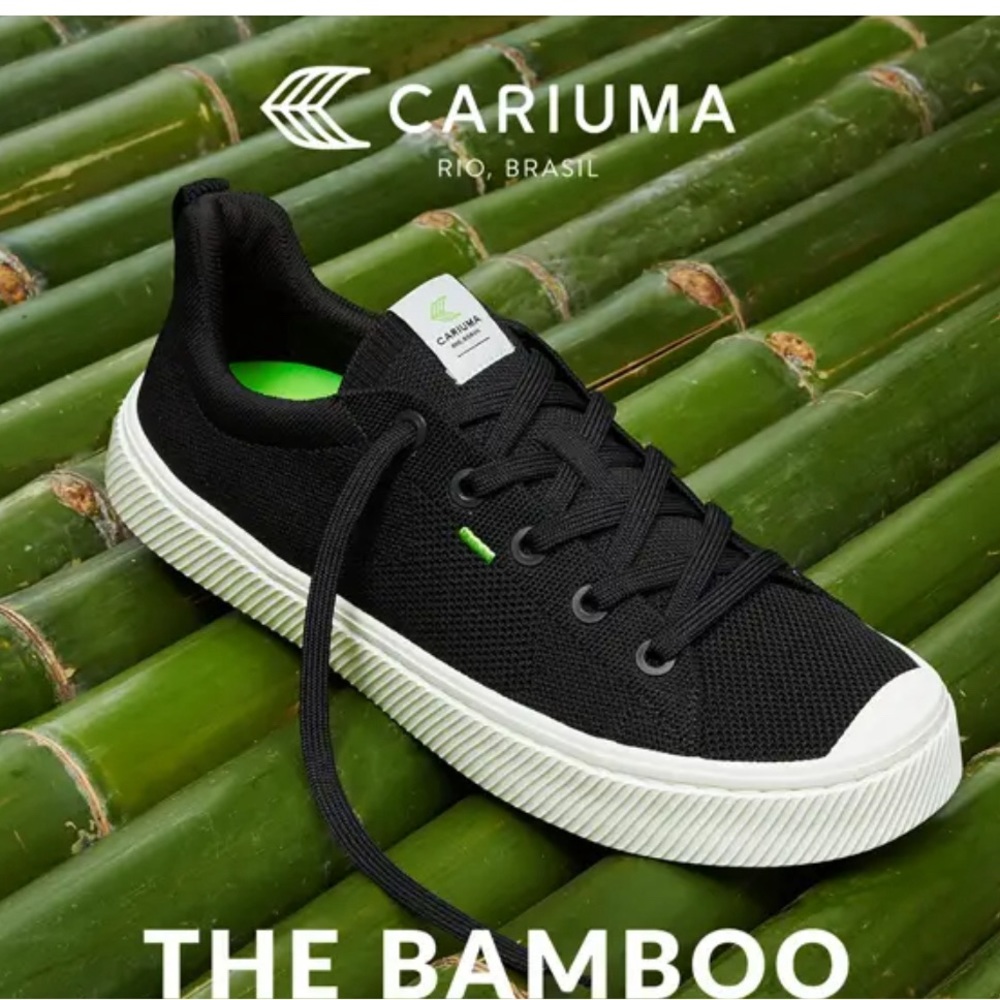 IBI Low Black Knit Cariuma Bamboo Sneakers Size 7.5 Women Size 6 Men
